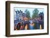 Keizersgracht and Leidsegracht Canals at Dusk, Amsterdam, Netherlands, Europe-Amanda Hall-Framed Photographic Print