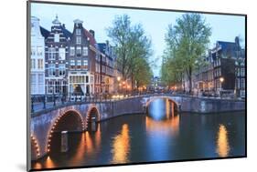 Keizersgracht and Leidsegracht Canals at Dusk, Amsterdam, Netherlands, Europe-Amanda Hall-Mounted Photographic Print