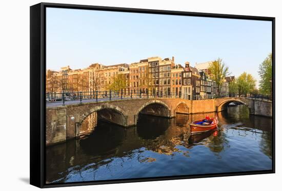 Keizersgracht Canal, Amsterdam, Netherlands, Europe-Amanda Hall-Framed Stretched Canvas