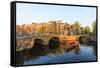 Keizersgracht Canal, Amsterdam, Netherlands, Europe-Amanda Hall-Framed Stretched Canvas