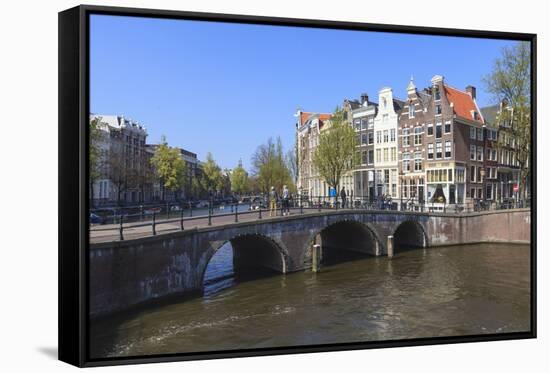 Keizersgracht Canal, Amsterdam, Netherlands, Europe-Amanda Hall-Framed Stretched Canvas