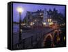 Keizersgracht Canal at Night, Amsterdam, Holland-Peter Adams-Framed Stretched Canvas