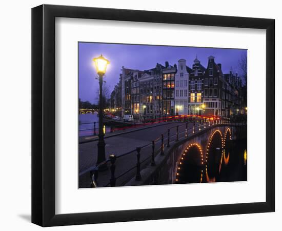 Keizersgracht Canal at Night, Amsterdam, Holland-Peter Adams-Framed Photographic Print