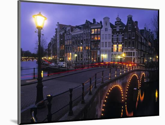 Keizersgracht Canal at Night, Amsterdam, Holland-Peter Adams-Mounted Photographic Print