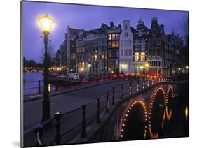 Keizersgracht Canal at Night, Amsterdam, Holland-Peter Adams-Mounted Photographic Print