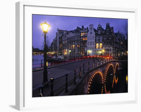 Keizersgracht Canal at Night, Amsterdam, Holland-Peter Adams-Framed Photographic Print