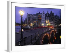 Keizersgracht Canal at Night, Amsterdam, Holland-Peter Adams-Framed Photographic Print