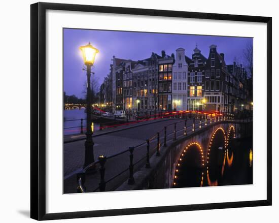 Keizersgracht Canal at Night, Amsterdam, Holland-Peter Adams-Framed Photographic Print