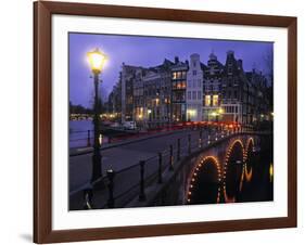 Keizersgracht Canal at Night, Amsterdam, Holland-Peter Adams-Framed Photographic Print