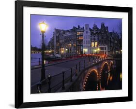 Keizersgracht Canal at Night, Amsterdam, Holland-Peter Adams-Framed Photographic Print