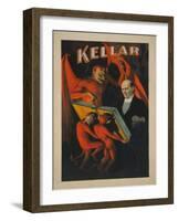 Kellar Devil and Demons with Magic Book Poster-Lantern Press-Framed Art Print