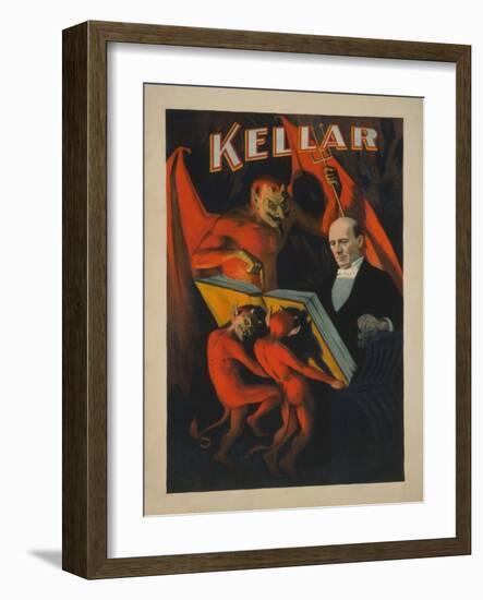 Kellar Devil and Demons with Magic Book Poster-Lantern Press-Framed Art Print