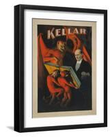 Kellar Devil and Demons with Magic Book Poster-Lantern Press-Framed Art Print