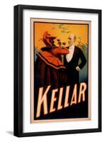 Kellar Magician Drinking Wine with the Devil Magic Poster-Lantern Press-Framed Art Print