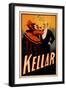 Kellar Magician Drinking Wine with the Devil Magic Poster-Lantern Press-Framed Art Print