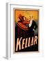 Kellar Magician Drinking Wine with the Devil Magic Poster-Lantern Press-Framed Art Print