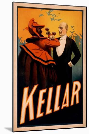 Kellar Magician Drinking Wine with the Devil Magic Poster-Lantern Press-Mounted Art Print