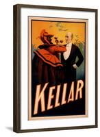 Kellar Magician Drinking Wine with the Devil Magic Poster-Lantern Press-Framed Art Print