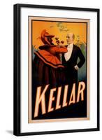 Kellar Magician Drinking Wine with the Devil Magic Poster-Lantern Press-Framed Art Print