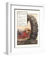 Kelly Tires, Tractor Hauling Logs-null-Framed Art Print