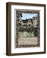 Kelmscott Manor, Gloucestershire, frontispiece to News from Nowhere, c1892 (1901)-William Morris-Framed Giclee Print