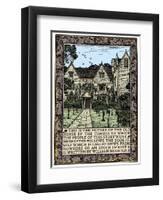 Kelmscott Manor, Gloucestershire, frontispiece to News from Nowhere, c1892 (1901)-William Morris-Framed Giclee Print