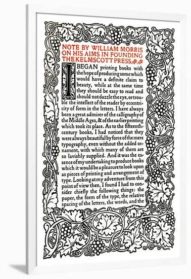 'Kelmscott Press: Page printed in the Golden Type', c.1895, (1914)-William Morris-Framed Giclee Print