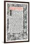 'Kelmscott Press: Page printed in the Golden Type', c.1895, (1914)-William Morris-Framed Giclee Print