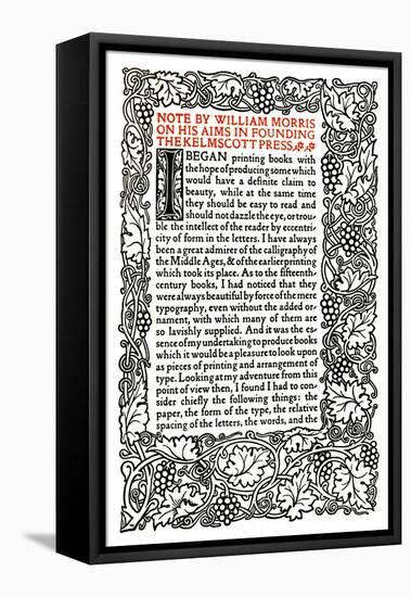 'Kelmscott Press: Page printed in the Golden Type', c.1895, (1914)-William Morris-Framed Stretched Canvas