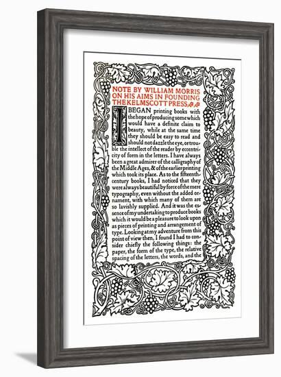 'Kelmscott Press: Page printed in the Golden Type', c.1895, (1914)-William Morris-Framed Giclee Print