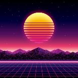 Retro Futuristic Background 1980S Style. Digital Landscape in a Cyber World. Retro Wave Music Album-Kelvin Degree-Art Print