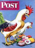 "Easter Eggs and Chickens," Saturday Evening Post Cover, April 24, 1943-Ken Stuart-Stretched Canvas