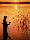 Silhouette of Man Fishing, Vilas City, WI-Ken Wardius-Framed Premium Photographic Print