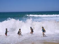 Children Playing in the Surf, Near Gosford, New South Wales, Australia-Ken Wilson-Photographic Print