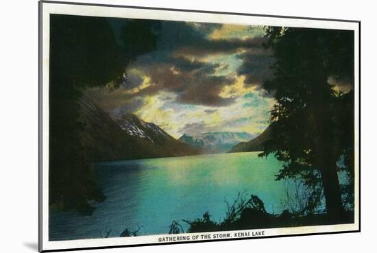 Kenai Lake, Alaska with Storm Gathering - Kenai Lake, AK-Lantern Press-Mounted Art Print