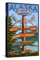 Kenai River, Alaska - Sign Post-Lantern Press-Stretched Canvas
