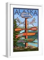 Kenai River, Alaska - Sign Post-Lantern Press-Framed Art Print