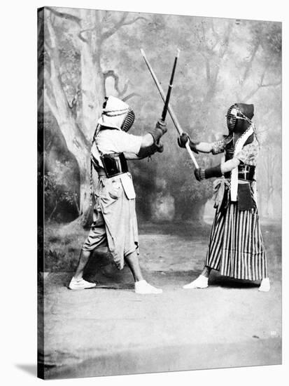 Kendo, or Japanese Fencing, C.1860-80-null-Stretched Canvas