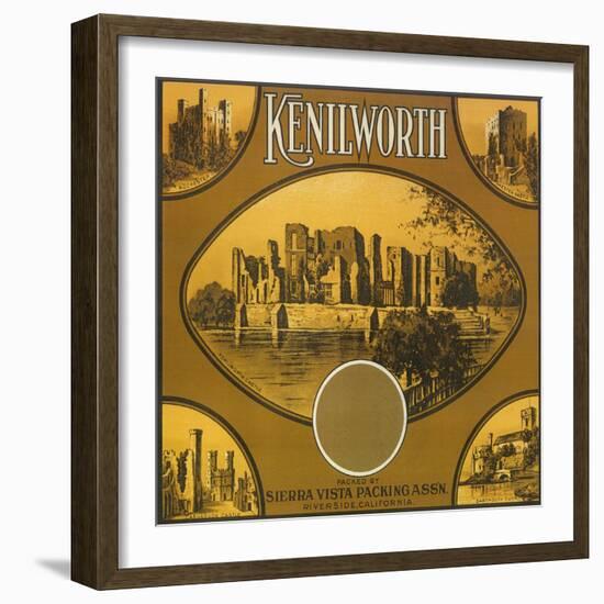 Kenilworth Orange Label - Riverside, CA-Lantern Press-Framed Art Print