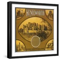 Kenilworth Orange Label - Riverside, CA-Lantern Press-Framed Art Print