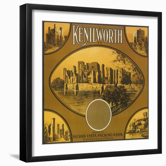 Kenilworth Orange Label - Riverside, CA-Lantern Press-Framed Art Print