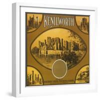 Kenilworth Orange Label - Riverside, CA-Lantern Press-Framed Art Print