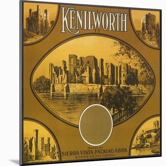 Kenilworth Orange Label - Riverside, CA-Lantern Press-Mounted Art Print