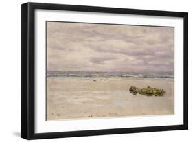 Kennack Sands, Cornwall, at Low Tide, 1877 (Oil on Board, Mounted as a Drawing)-John Brett-Framed Giclee Print