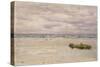 Kennack Sands, Cornwall, at Low Tide, 1877 (Oil on Board, Mounted as a Drawing)-John Brett-Stretched Canvas