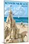 Kennebunk Beach, Maine - Sand Castle-Lantern Press-Mounted Art Print