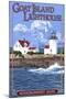 Kennebunkport, Maine - Goat Island Lighthouse-Lantern Press-Mounted Art Print