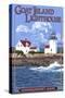 Kennebunkport, Maine - Goat Island Lighthouse-Lantern Press-Stretched Canvas