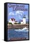 Kennebunkport, Maine - Goat Island Lighthouse-Lantern Press-Framed Stretched Canvas