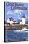 Kennebunkport, Maine - Goat Island Lighthouse-Lantern Press-Stretched Canvas